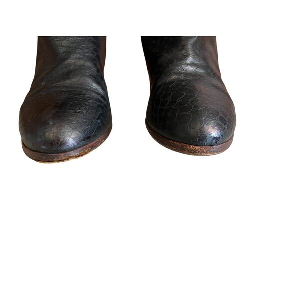 Vintage 80s GOLO Brand Snakeskin & Suede Heeled Boots Black 7.5 - Picture 4 of 13